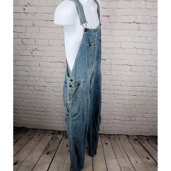 Austin Clothing Blue Denim 100% Cotton Workwear Utility Jean Overalls Large L 32 - Picture 14 of 15